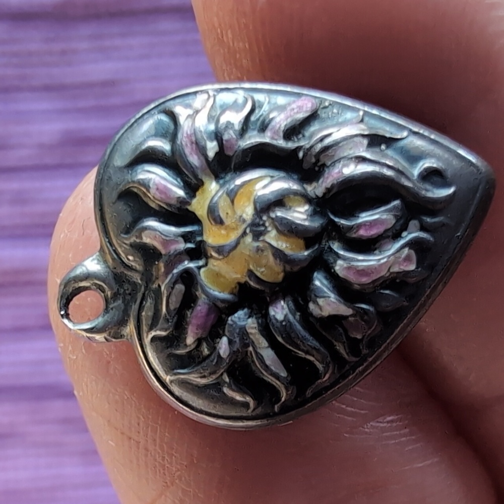 Antique sterling silver puffed heart charm